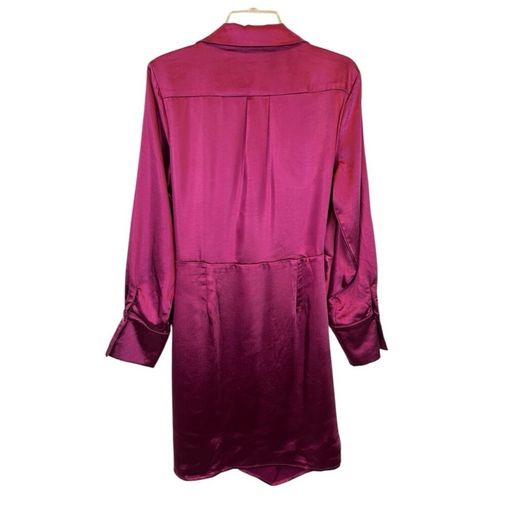 Aakaa- Elegant Fusia Tie Wrap Cocktail Mini Dress - Picture 7 of 7